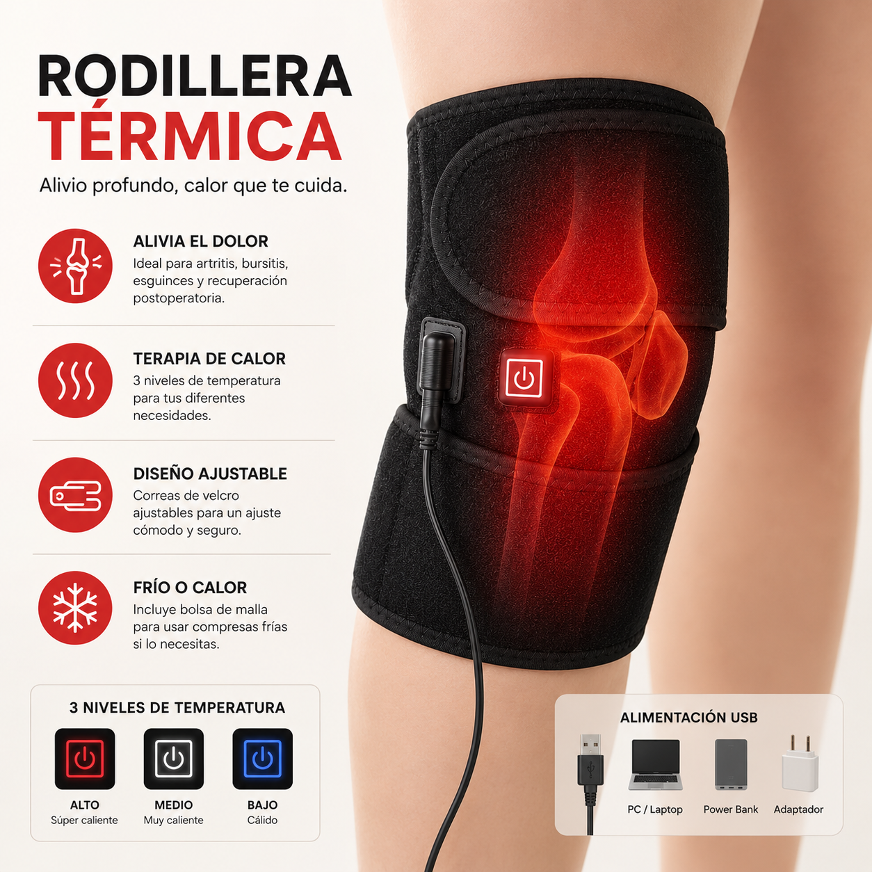 Rodillera Termica Electrica Terapia: Reduce el dolor de forma natural.