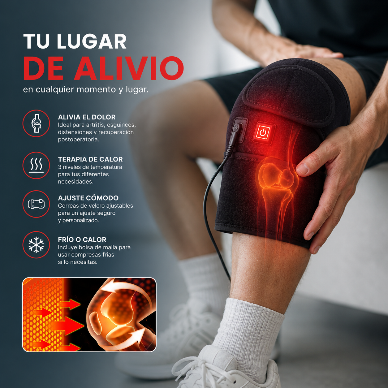 Rodillera Termica Electrica Terapia: Reduce el dolor de forma natural.